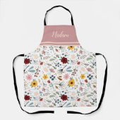 Moderne Elegante Blumenkalligraphie Personalisiert Schürze (Vorderseite)