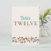 Moderne elegante Blumenkranz-Hochzeit Tischnummer (Stehend Vorderseite)