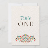 Moderne elegante Blumenkranz-Hochzeitstisch-Nummer Einladung (Vorderseite)