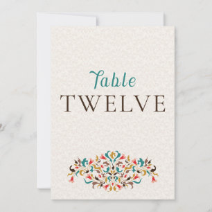 Moderne elegante Blumenkranz-Hochzeitstisch-Nummer Einladung