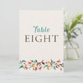 Moderne elegante Blumenkranz-Hochzeitstisch-Nummer Einladung (Stehend Vorderseite)
