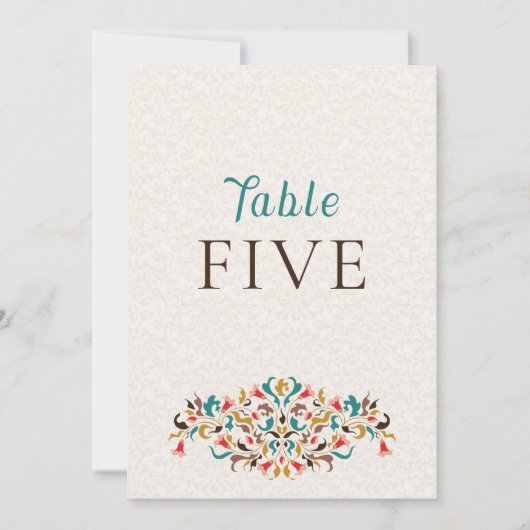 Moderne elegante Blumenkranz-Hochzeitstisch-Nummer Einladung (Vorderseite)