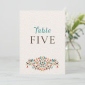 Moderne elegante Blumenkranz-Hochzeitstisch-Nummer Einladung (Stehend Vorderseite)