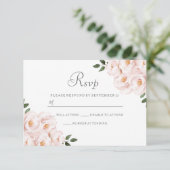 Moderne elegante Blush Bloral Wedding RSVP (Stehend Vorderseite)