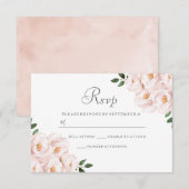 Moderne elegante Blush Bloral Wedding RSVP Karte (Vorne/Hinten)