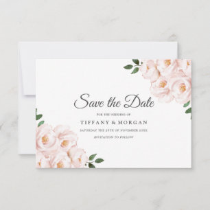 Moderne, elegante Blush Bloral Wedding Save The Date