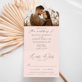 Moderne, elegante Blush Foto Hochzeit All In One Einladung