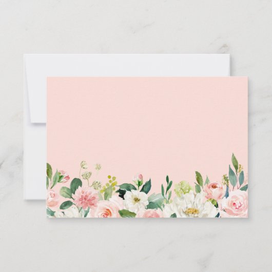 Moderne elegante Blush Pink Floral Wedding RSVP Ca (Rückseite)