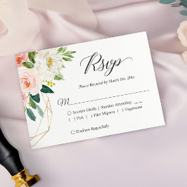 Moderne elegante Blush Pink Floral Wedding RSVP Ca