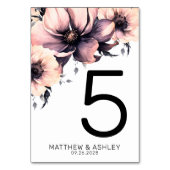 Moderne, elegante Blush Pink Floral Wedding Tischnummer (Vorderseite)