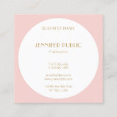 Moderne, elegante Blush Pink Gold Monogram Vorlage Quadratische Visitenkarte (Rückseite)