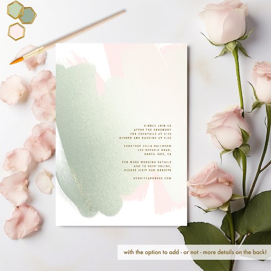 Moderne, elegante Blush Pink und Sage Wedding Einladung