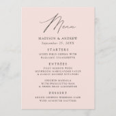 Moderne Elegante Blush Wedding Menükarte (Vorderseite)