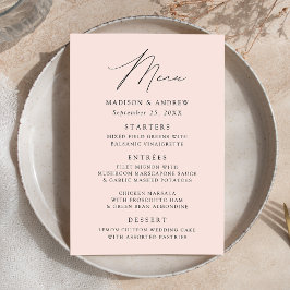 Moderne Elegante Blush Wedding Menükarte