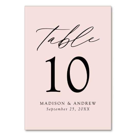 Moderne Elegante Blush Wedding Tischnummer (Rückseite)