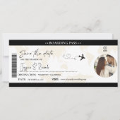 Moderne Elegante Boarding Ticket Hochzeit Save The Date (Vorderseite)