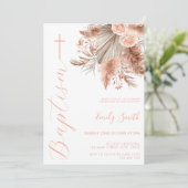 Moderne elegante Boho Blumentaufe Einladung (Stehend Vorderseite)