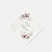 Moderne elegante Boho Burgundy Blumenhochzeit Serviette (Ecke)