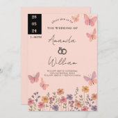 Moderne elegante Boho Natur-Wildblumen Hochzeiten Einladung (Vorne/Hinten)