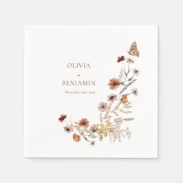 Moderne elegante Boho Natur-Wildblumen Hochzeiten Serviette