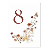 Moderne elegante Boho Natur-Wildblumen Hochzeiten Tischnummer (Rückseite)