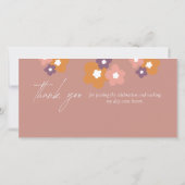 Moderne Elegante Boho Rose Script Floral Dankeskarte (Rückseite)