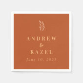 Moderne elegante Boho Wedding-Blätter Serviette (Vorderseite)