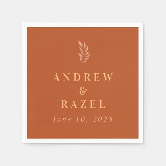 Moderne elegante Boho Wedding-Blätter Serviette (Vorderseite)