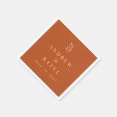 Moderne elegante Boho Wedding-Blätter Serviette (Ecke)