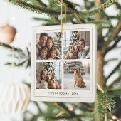 Moderne Elegante Boho Weihnachtsfamilie Foto Colla Keramikornament