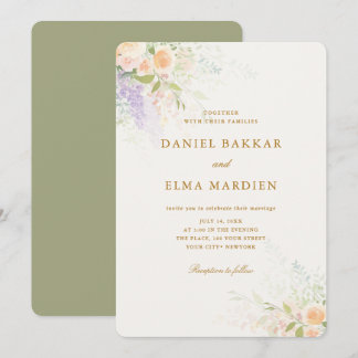 Moderne elegante Boho-Wildblumenhochzeit Einladung