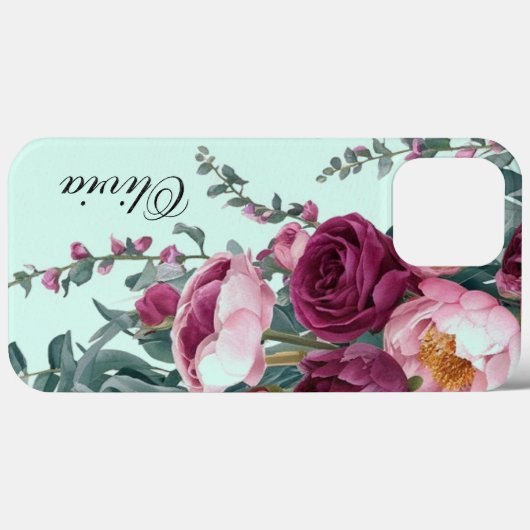 Moderne, elegante Bordeaux-Rosa Case-Mate iPhone Hülle (Rückseite (Horizontal))