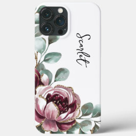 Moderne, elegante Bordeaux-Rose-Blume Case-Mate iPhone Hülle