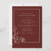 Moderne elegante botanische Blätter QR Code Weddin Einladung (Vorderseite)
