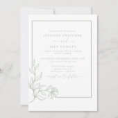 Moderne elegante botanische Blätter QR Code Weddin Einladung (Vorderseite)
