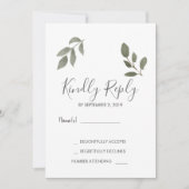Moderne, elegante botanische Blätter Wedding RSVP Einladung (Vorderseite)