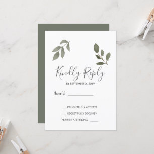 Moderne, elegante botanische Blätter Wedding RSVP Einladung