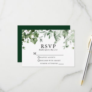 Moderne elegante botanische Efeu-Salbei-Grün-Hochz RSVP Karte