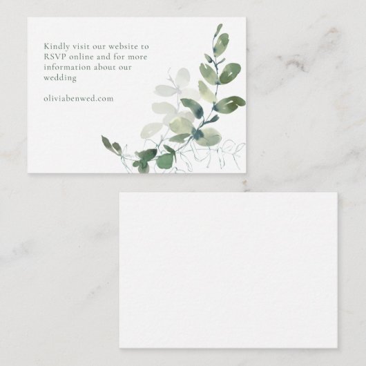 Moderne, elegante Botanische Grüne Eukalyptus-Hoch Begleitkarte (Vorne/Hinten)