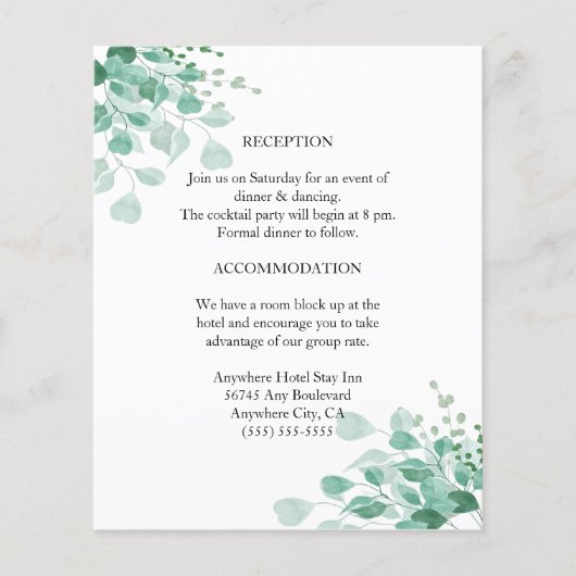 Moderne elegante Botanische Grüne Karte (Vorderseite)