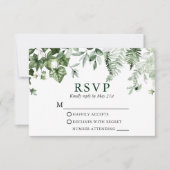 Moderne elegante Botanische Hochzeit im Grünen RSVP Karte (Vorderseite)