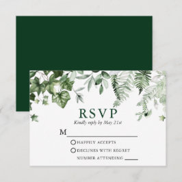 Moderne elegante Botanische Hochzeit im Grünen RSVP Karte
