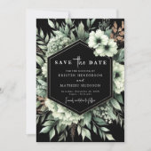 Moderne elegante botanische Hochzeit Save The Date (Vorderseite)