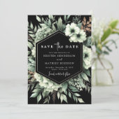 Moderne elegante botanische Hochzeit Save The Date (Stehend Vorderseite)