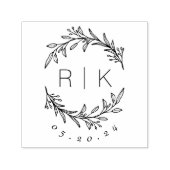 Moderne elegante botanische Initialen Hochzeitmong Permastempel (Design)