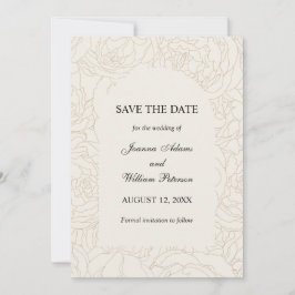 Moderne, elegante Braun-Beige Blumenhochzeit Save The Date
