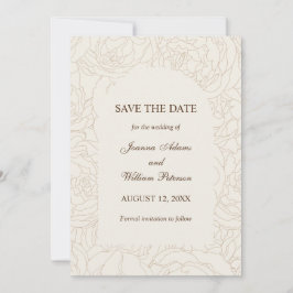 Moderne, elegante Braun-Beige Blumenhochzeit Save The Date