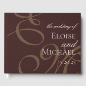 Moderne elegante Braun-Monogram-Kalligrafie-Hochze Gästebuch (Vorderseite)