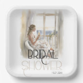 Moderne Elegante Braut im Hochzeitsgossen-Brautpar Pappteller (Vorderseite)