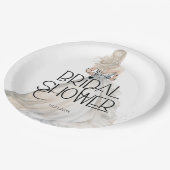 Moderne Elegante Braut im Hochzeitsgossen-Brautpar Pappteller (Schrägansicht)